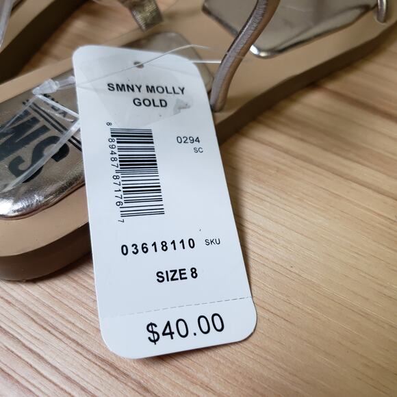 SM New York Size 8 Milly Strappy Flat Sandals Gold Metallic Summer Coastal Greek - Picture 5 of 7